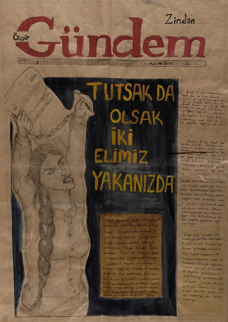A photograph of the front page of Özgür Gündem Zindan newspaper, second edition.