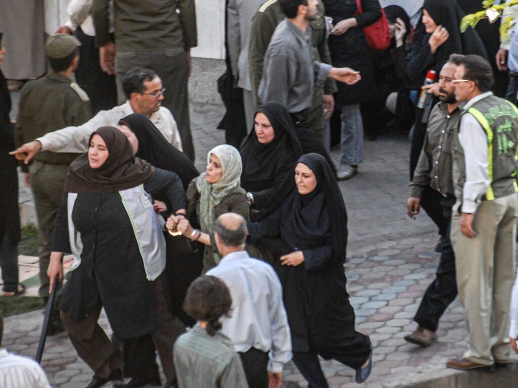 A women's rights demonstration took place in Tehran's Haft Tir Square in June 2006, during which police beat and arbitrarily detained demonstrators.