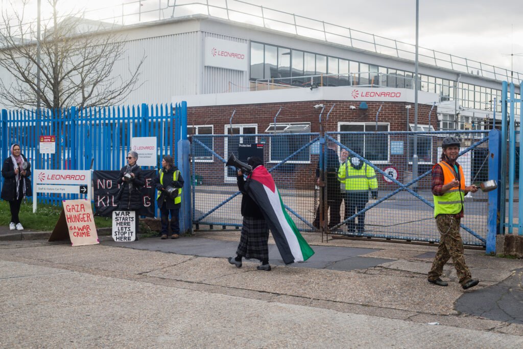 Vigil by Southampton Friends of Palestine outside Leonardo's factory in Southampton, UK, on March 20, 2024.