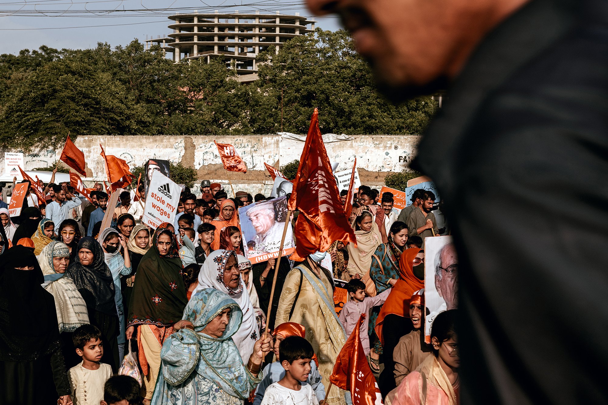 A lot of women participate in big Mayday demonstration in Karachi, Pakistan.
