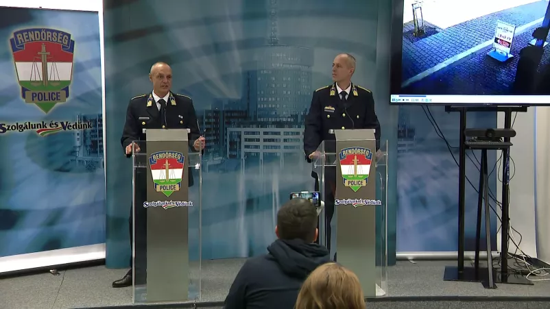 Budapest police press conference about Day of Honor and anti-fascist attacks on 13.2.2023.