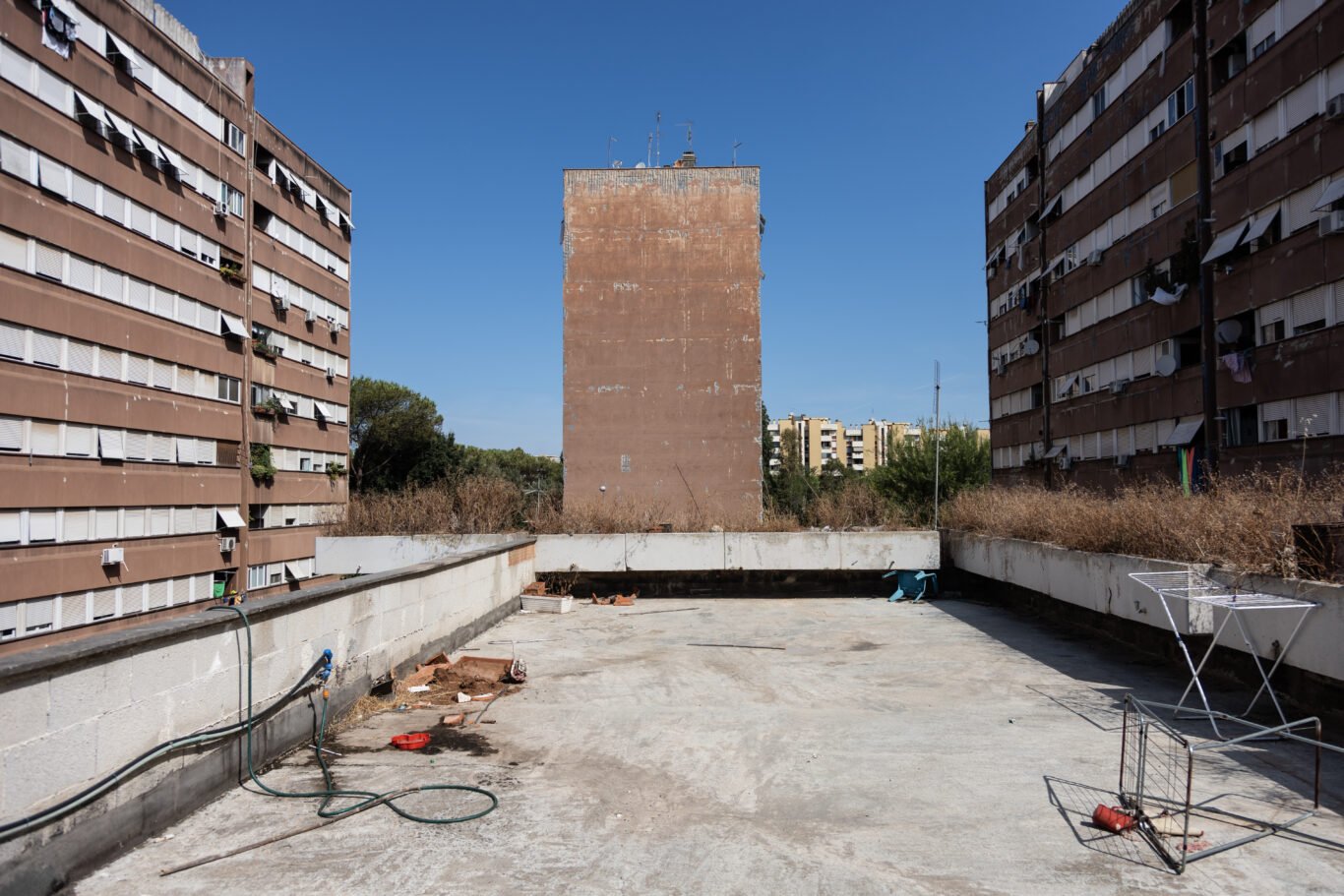 A look over neglected housing complex in Rome.