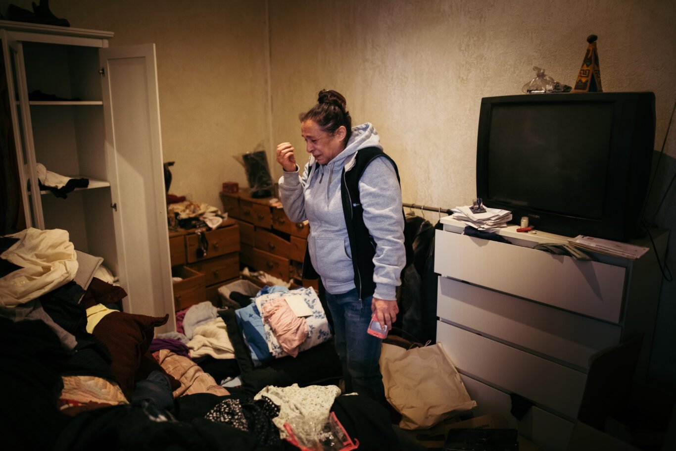 After more than a year in a hotel, the tenants of this building on rue Saint Pierre were briefly allowed back into their flats to collect their belongings.